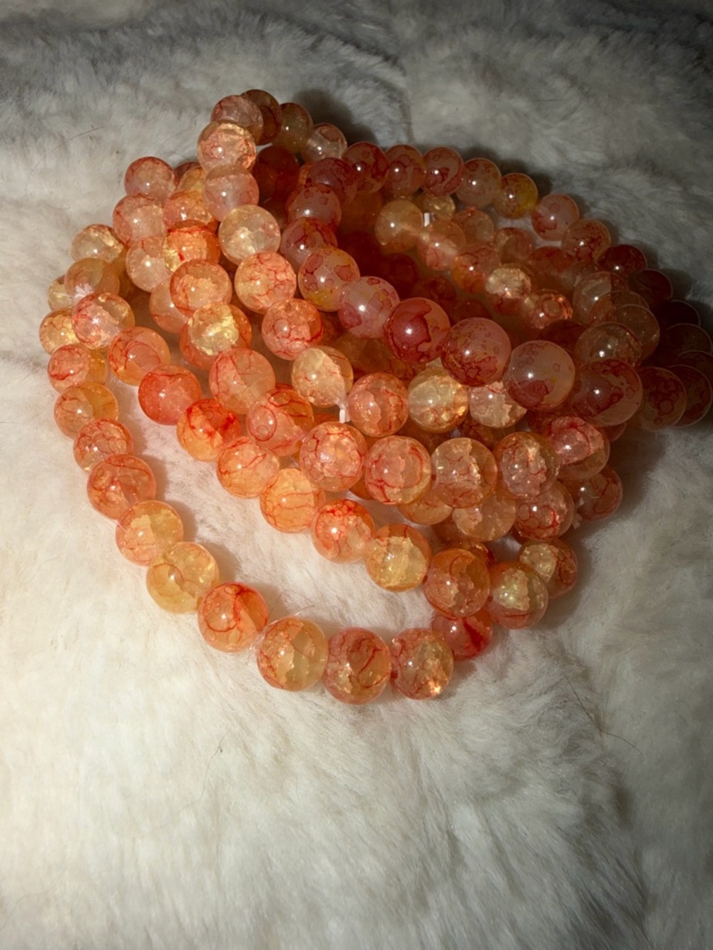 Orange Agate Beaded Stretch Bracelet - set of 6